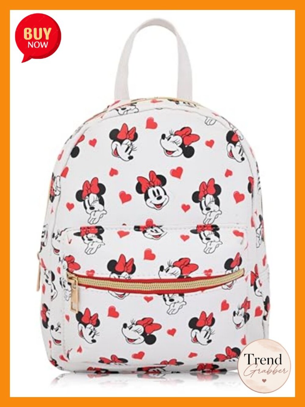 Disney Minnie Mouse Mini Backpack - Faux Leather Compartments Adjustable